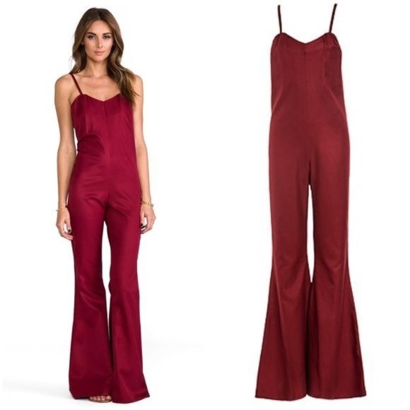 Stone Cold Fox Pants - Stone Cold Fox Jerry Super Flare Burgundy Jumpsuit
